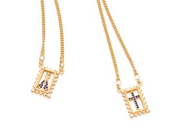 MADONNA & CROSS GOLD PLATED CHAIN WITH ZIRCONIA NECKLACES