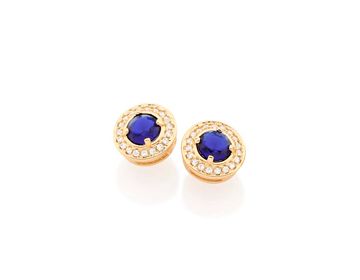 ROUND GOLD PLATED EARRING WITH CRYSTAL AND ZIRCONIA