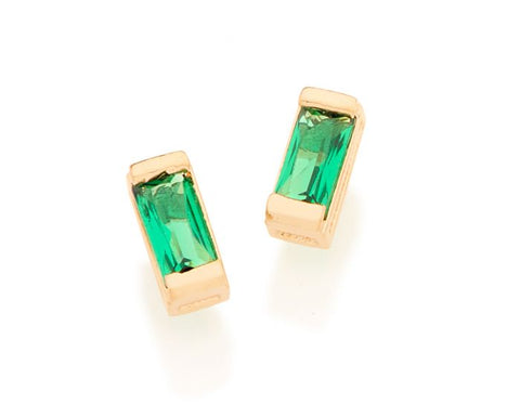GOLD PLATED EARRING WITH ZIRCONIA GREEN