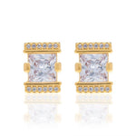 SQUARE GOLD PLATED EARRING WITH ZIRCONIA
