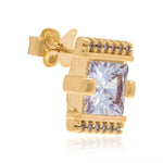 SQUARE GOLD PLATED EARRING WITH ZIRCONIA